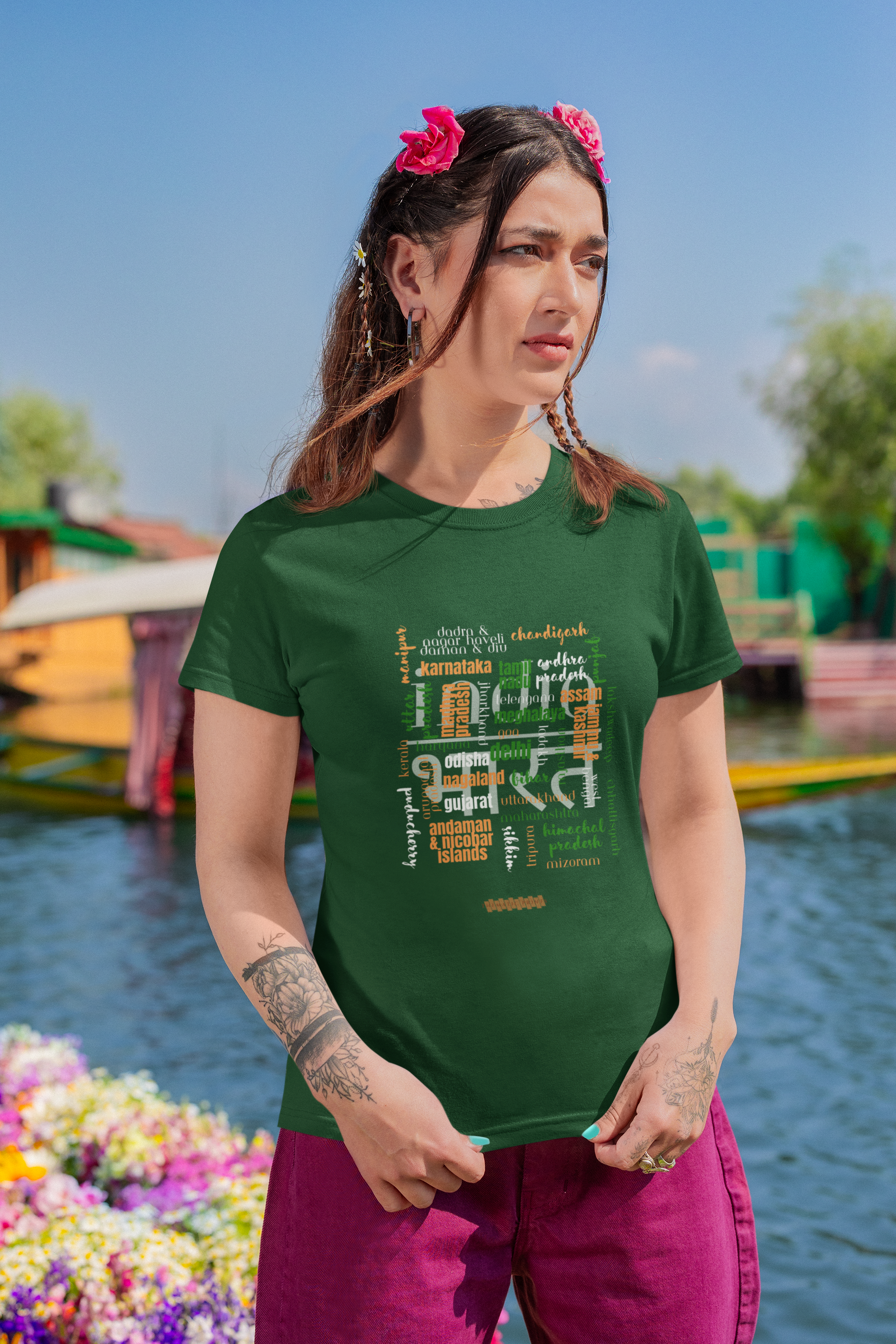 Celebrate India's Unity in Diversity Women's T-Shirt - All Indian States Typography Design