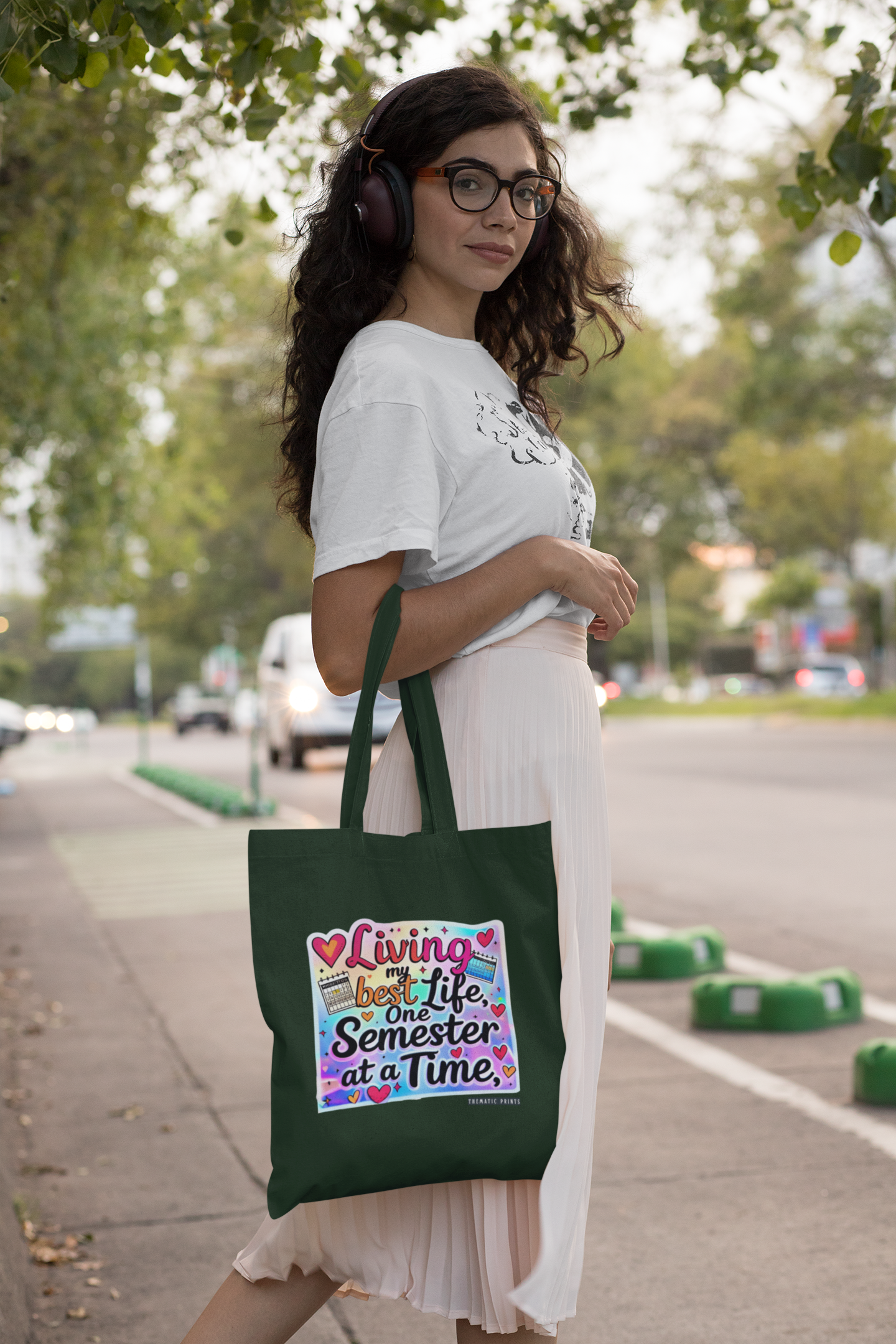 Unisex Eco-friendly Canvas Tote Bag with Zipper | Living My Best Life, One Semester at a Time