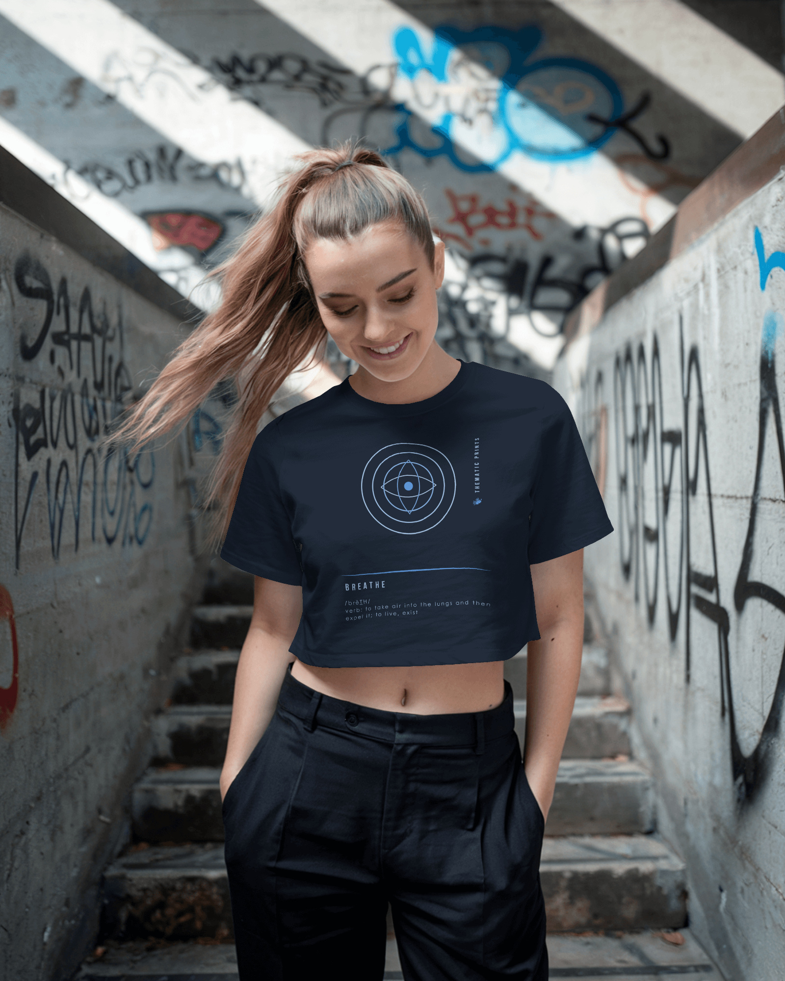 Women's Cotton Crop Tops - Mindful Meanings Collection - Thematic Prints