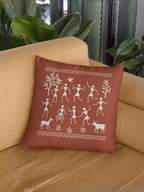 Set of 2 Traditional Artform Cushion Cover - Warli Art Digital Print