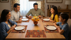 Polyster Fabric Set of 6 Table Placemats - Rangoli Block Tiles