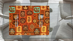 Polyster Fabric Set of 6 Table Placemats - Rangoli Block Tiles