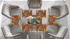 Polyster Fabric Set of 6 Table Placemats - Rangoli Block Tiles