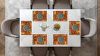 Polyster Fabric Set of 6 Table Placemats - Rangoli Block Tiles