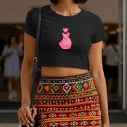 Women's Baby Tee - Cotton Stretchable - Finger Heart Graphic Print - Cute Minimal Icon Tee