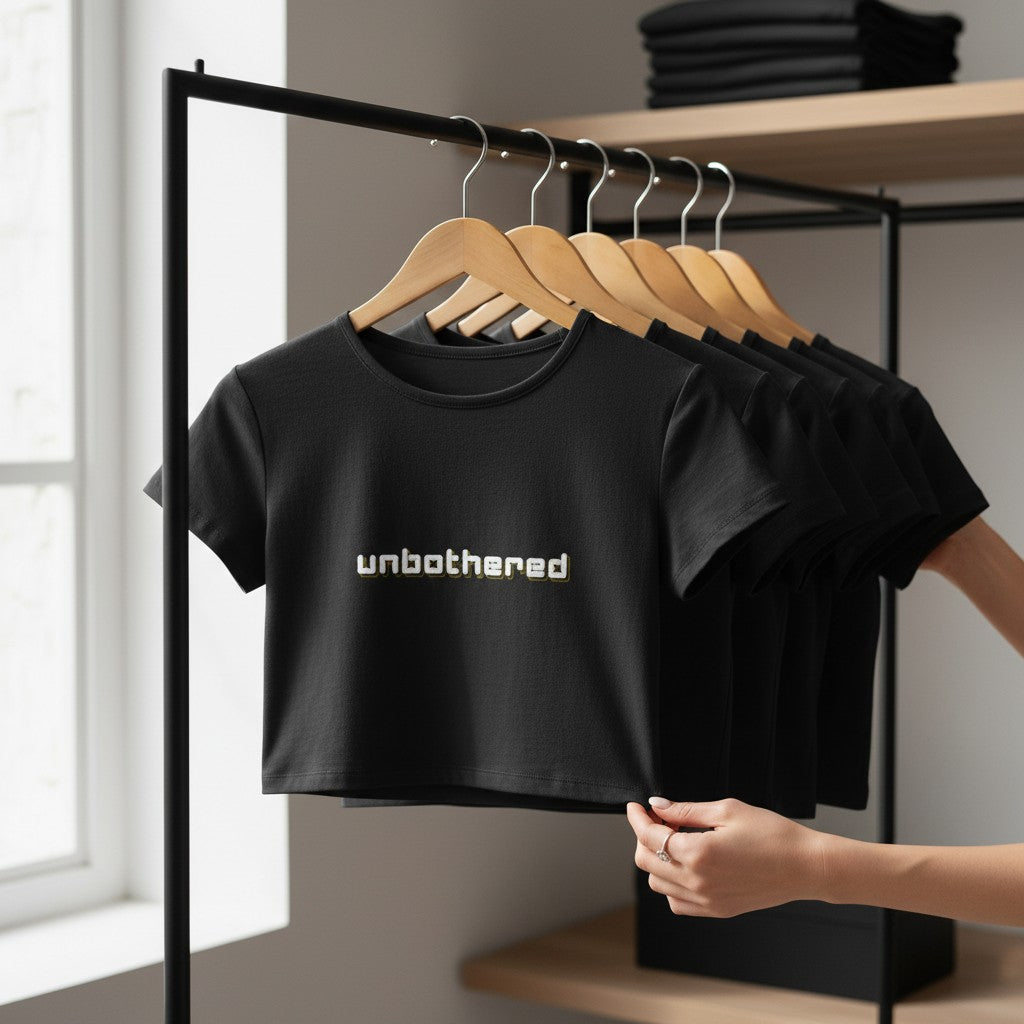 Women's Baby Tee - Cotton Stretchable - Typography Print - Unbothered