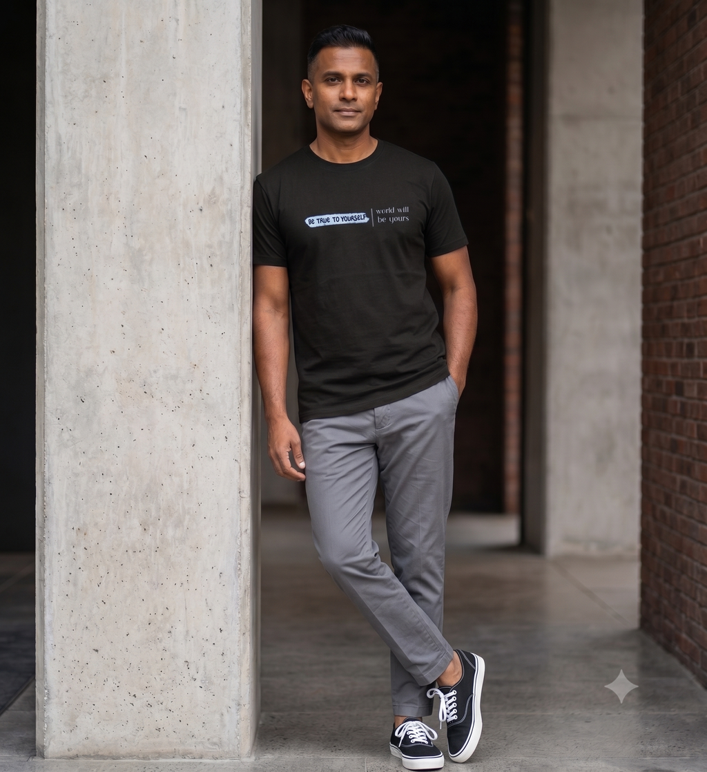 Unisex Cotton Stretch T-shirt | Typography print | Be True to Yourself