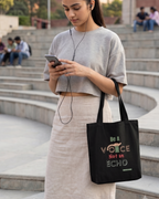 Canvas Tote Bag with Zipper | For College Girls & Women Professionals | Be A Voice, Not An Echo