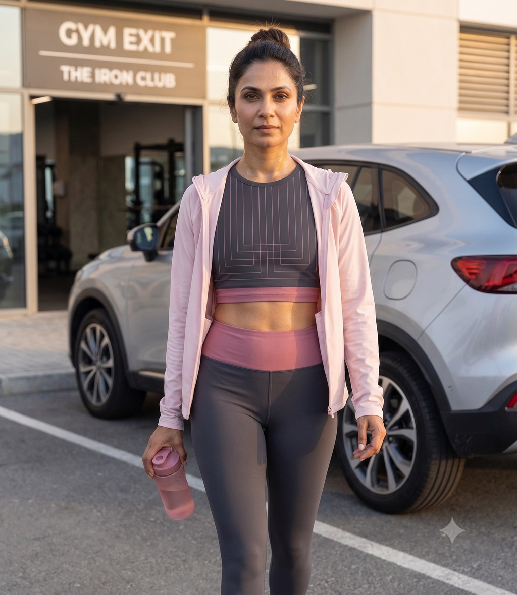 Women's Gym Workout Crop Top | Grey Mauve Print | Poly Spandex Fabric | Stretchable Slim Fit Active Wear for Women
