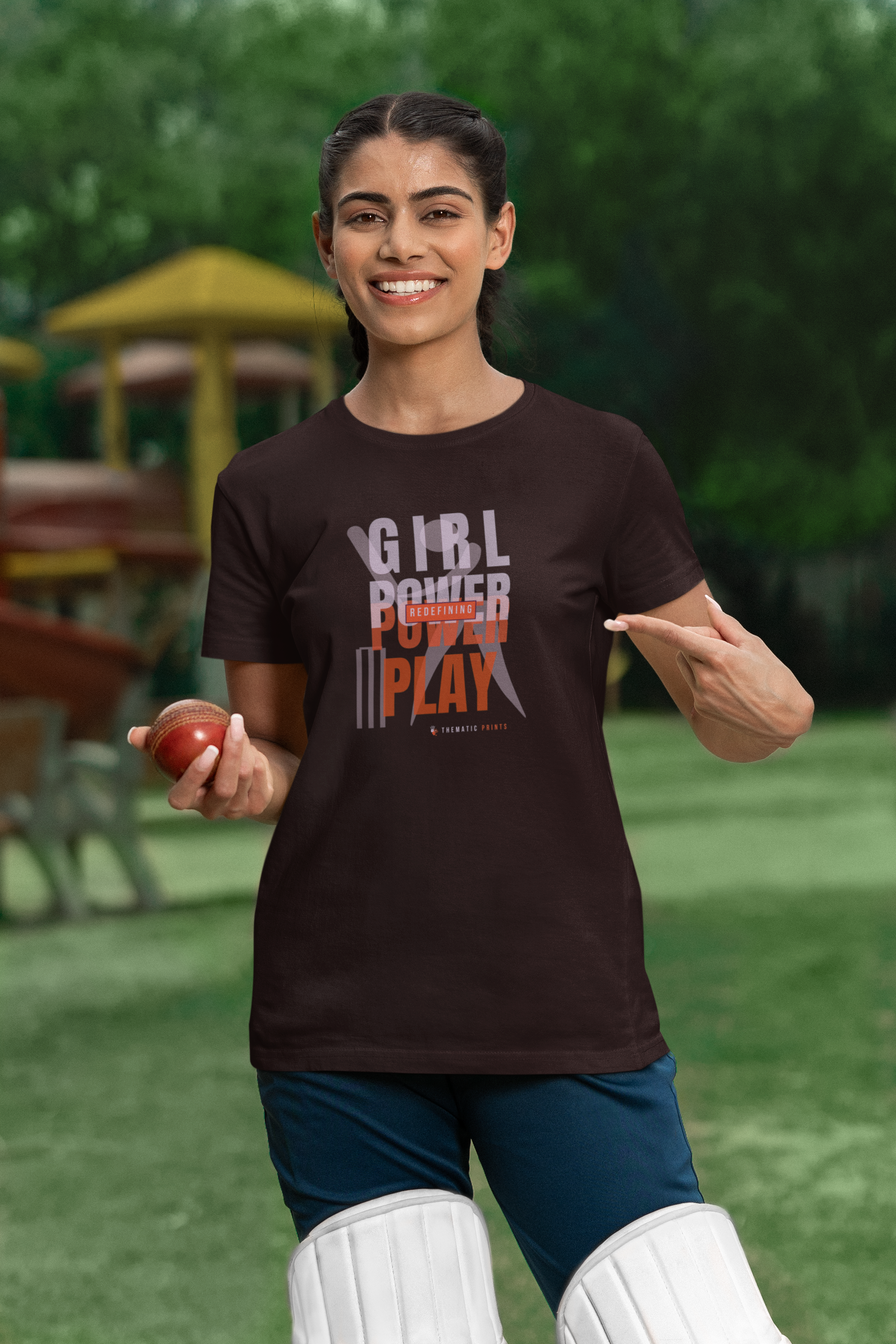 Girl Power Play Women's Cricket Typography T-Shirt