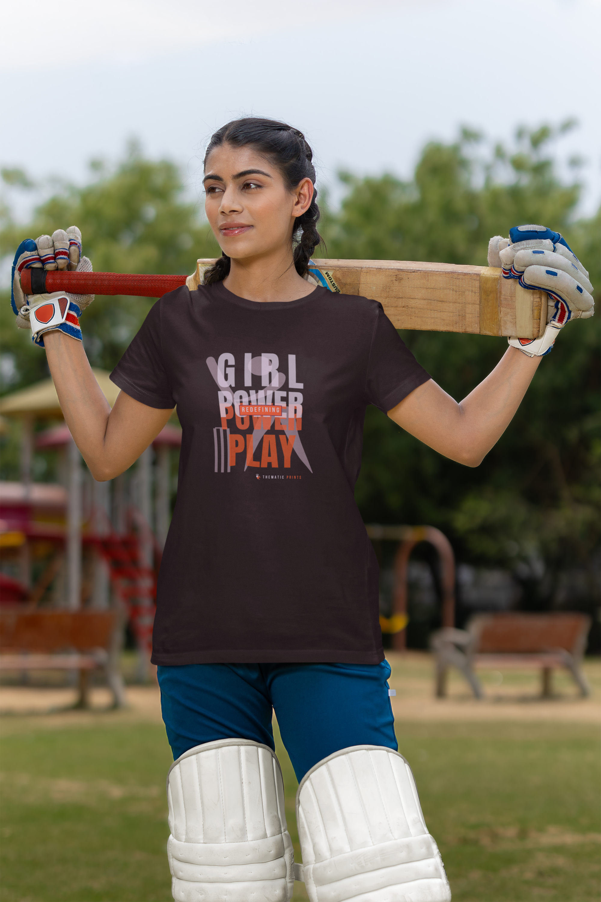 Girl Power Play Women's Cricket Typography T-Shirt