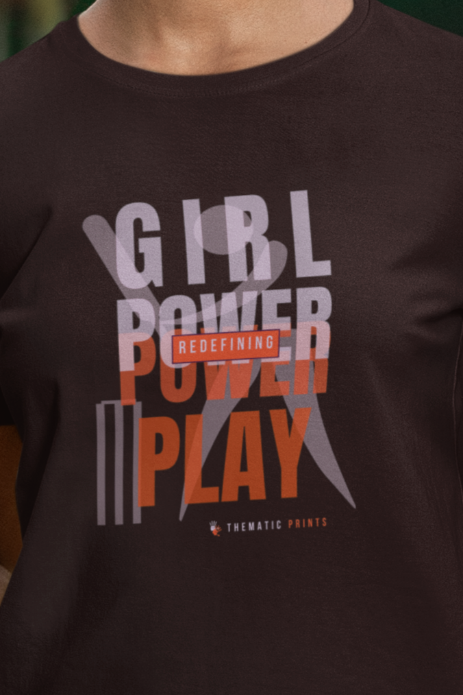Girl Power Play Women's Cricket Typography T-Shirt