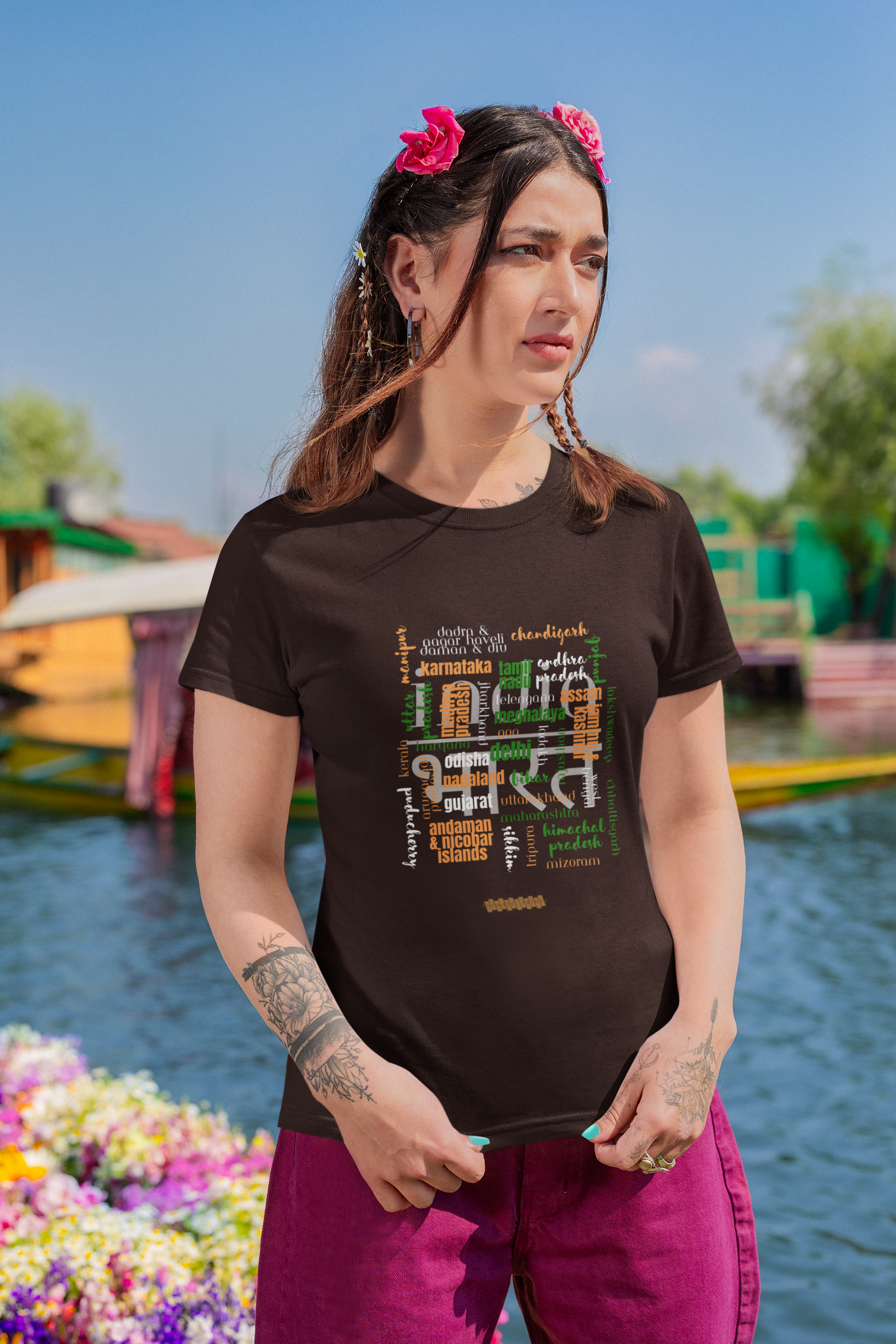Celebrate India's Unity in Diversity Women's T-Shirt - All Indian States Typography Design