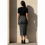 Printed Spandex Pencil Skirt | Modern Mandala Print | Black | Ankle Length Bodycon | Thematic Prints