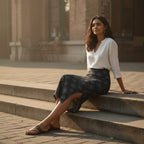 Printed Spandex Pencil Skirt | Modern Mandala Print | Black | Ankle Length Bodycon | Thematic Prints