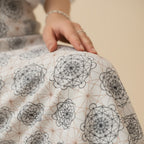 Printed Spandex Pencil Skirt | Modern Mandala Print | White | Ankle Length Bodycon | Thematic Prints