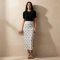 Printed Spandex Pencil Skirt | Modern Mandala Print | White | Ankle Length Bodycon | Thematic Prints