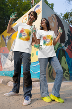 Holi T-Shirt for Men and Women - 100% Cotton Round Neck White