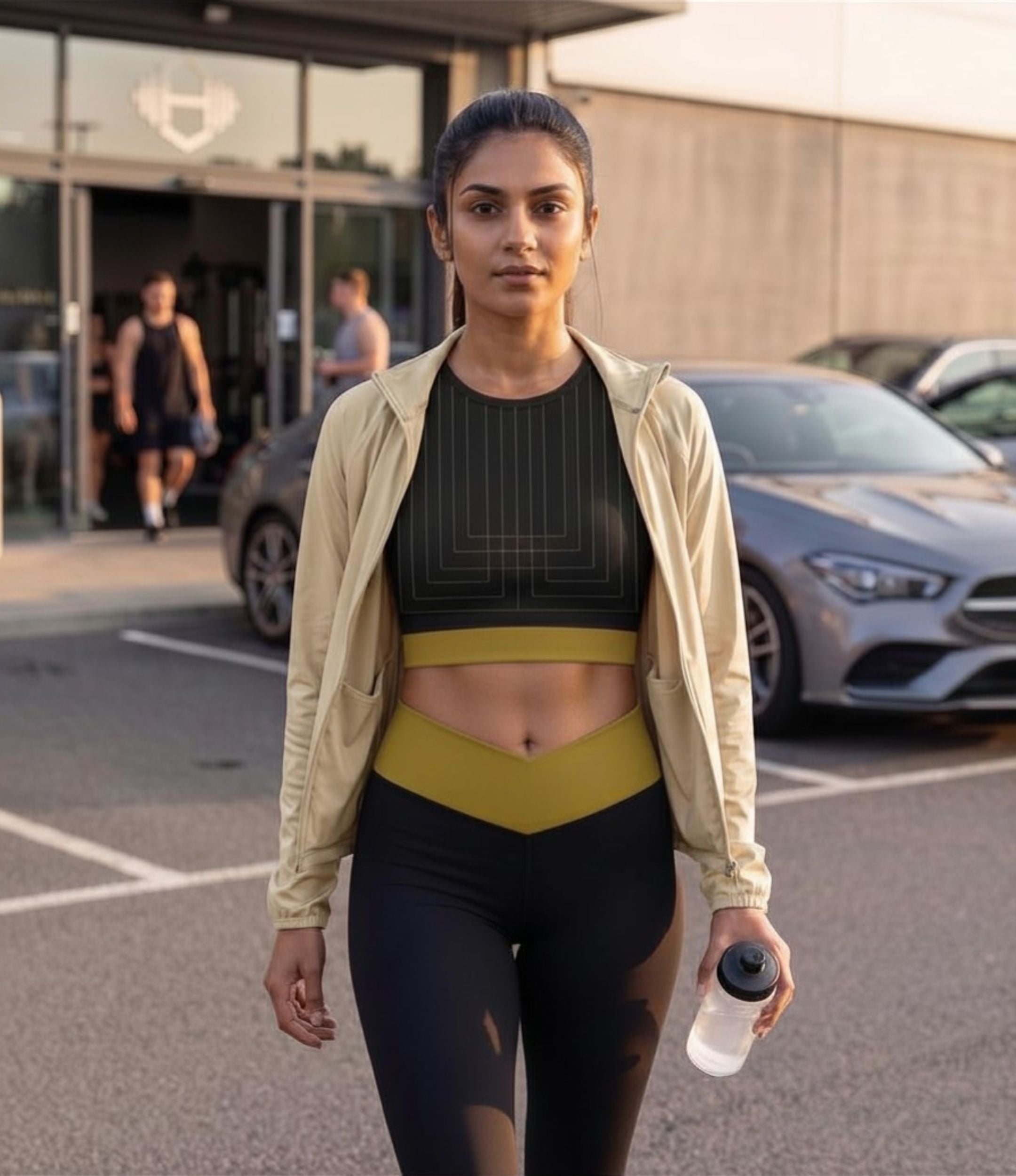 Women's Gym Leggings | Black Gold Print | Lycra Polyester fabric | Stretchable Slim Fit Active Wear Leggings for Women
