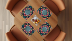 Polyster Fabric Set of 6 Table Placemats - Petals