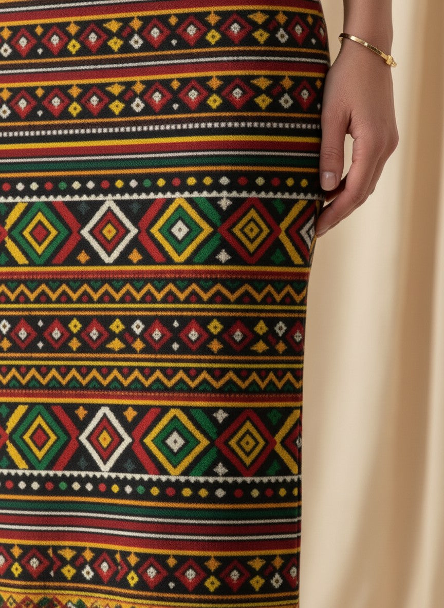 Women's Printed Pencil Skirt – Traditional Print | Gale Inspired Design 1 | Ankle Length | Bodycon