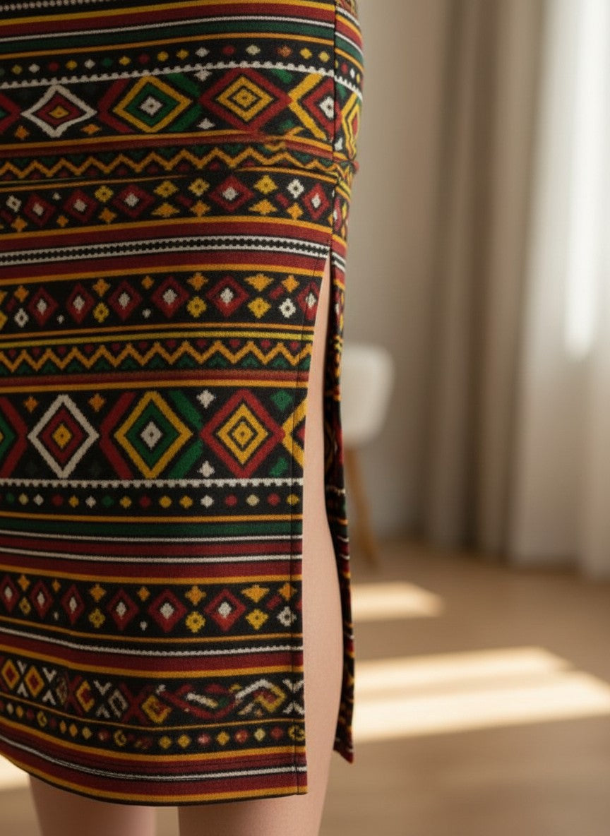 Women's Printed Pencil Skirt – Traditional Print | Gale Inspired Design 1 | Ankle Length | Bodycon