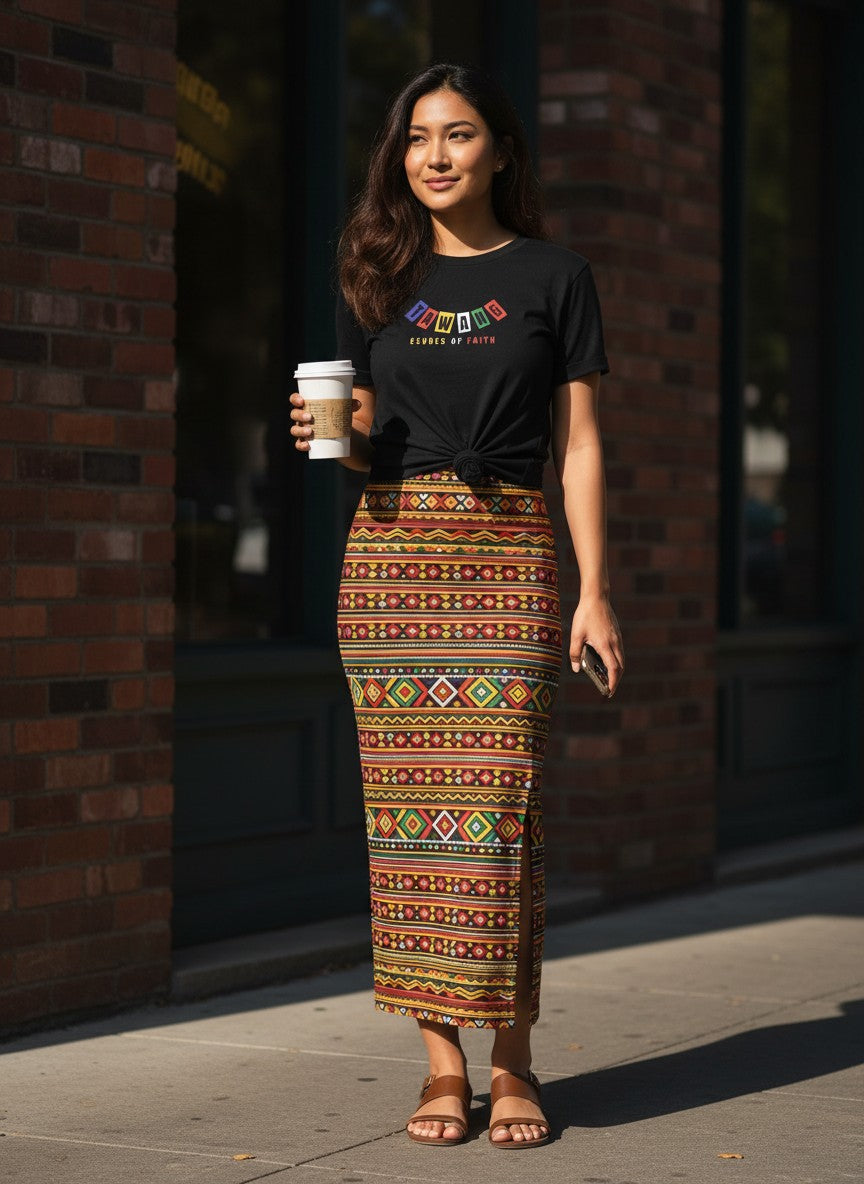 Women's Printed Pencil Skirt – Traditional Print | Gale Inspired Design 1 | Ankle Length | Bodycon