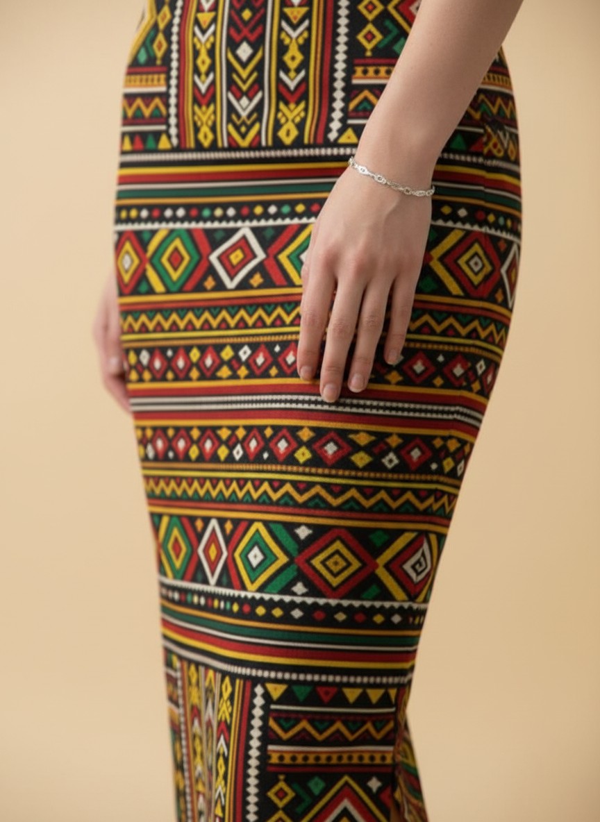 Women's Printed Pencil Skirt – Traditional Print | Gale Inspired Design 2 | Ankle Length | Bodycon