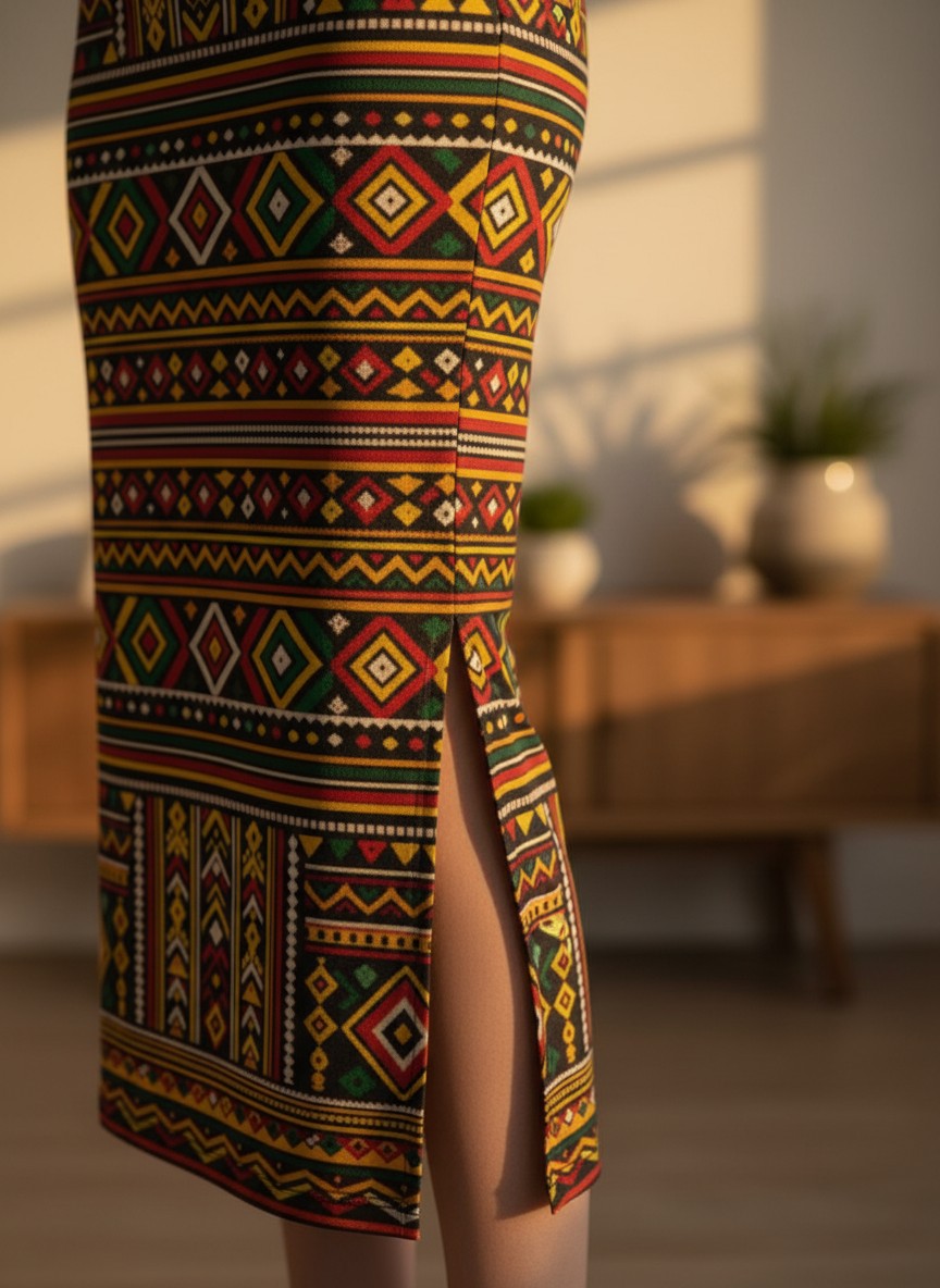 Women's Printed Pencil Skirt – Traditional Print | Gale Inspired Design 2 | Ankle Length | Bodycon