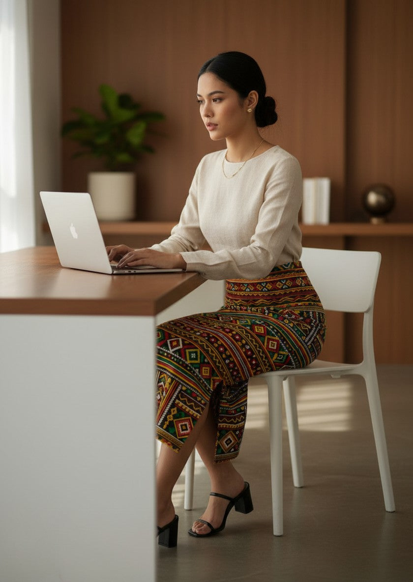 Women's Printed Pencil Skirt – Traditional Print | Gale Inspired Design 2 | Ankle Length | Bodycon