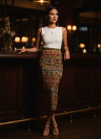 Women's Printed Pencil Skirt – Traditional Print | Gale Inspired Design 2 | Ankle Length | Bodycon