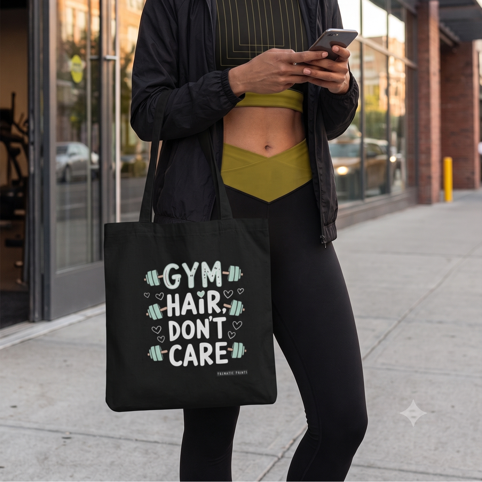 Canvas Tote Bag for College Girls | Gym Hair Don't Care