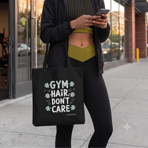 Canvas Tote Bag for College Girls | Gym Hair Don't Care