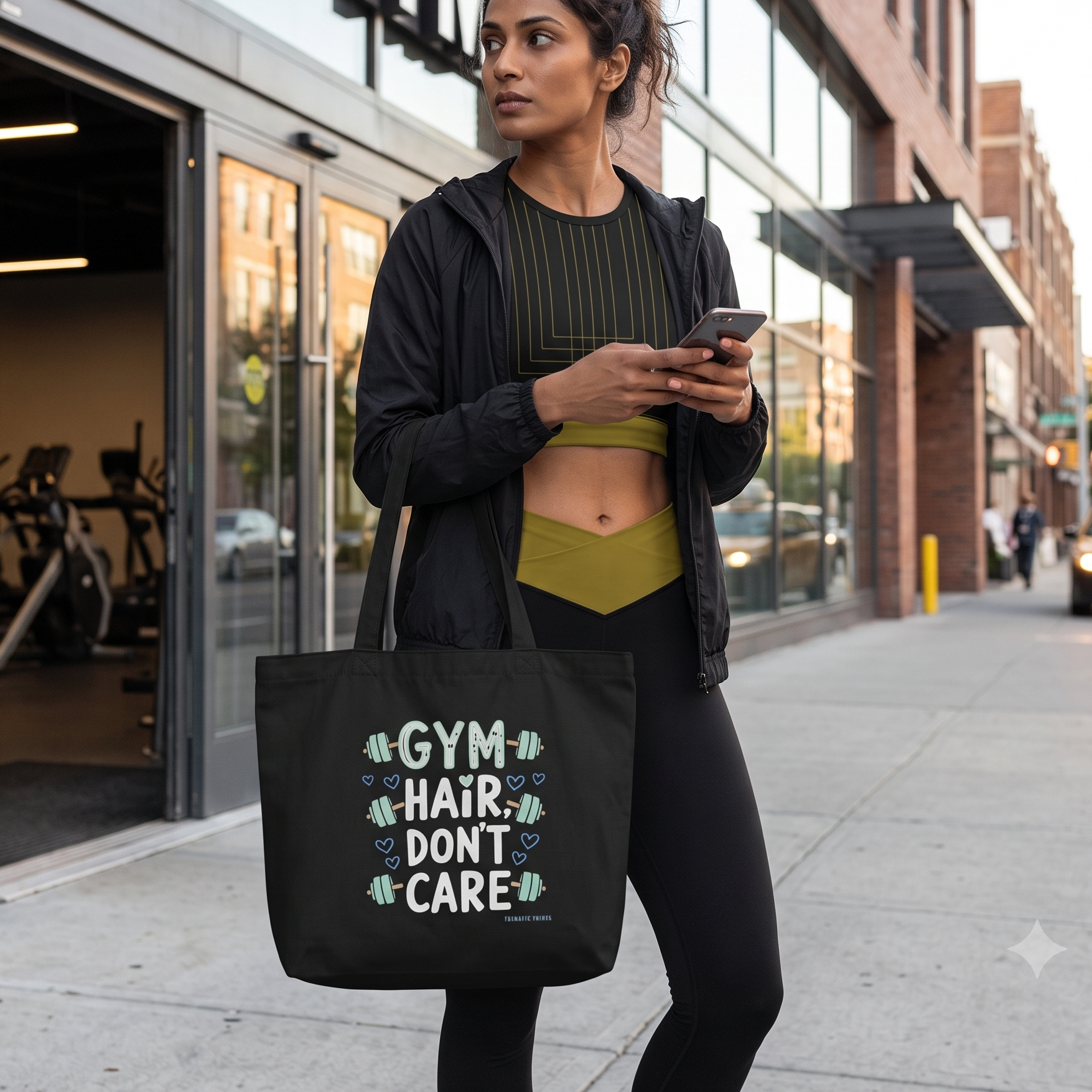 Canvas Tote Bag for College Girls | Gym Hair Don't Care