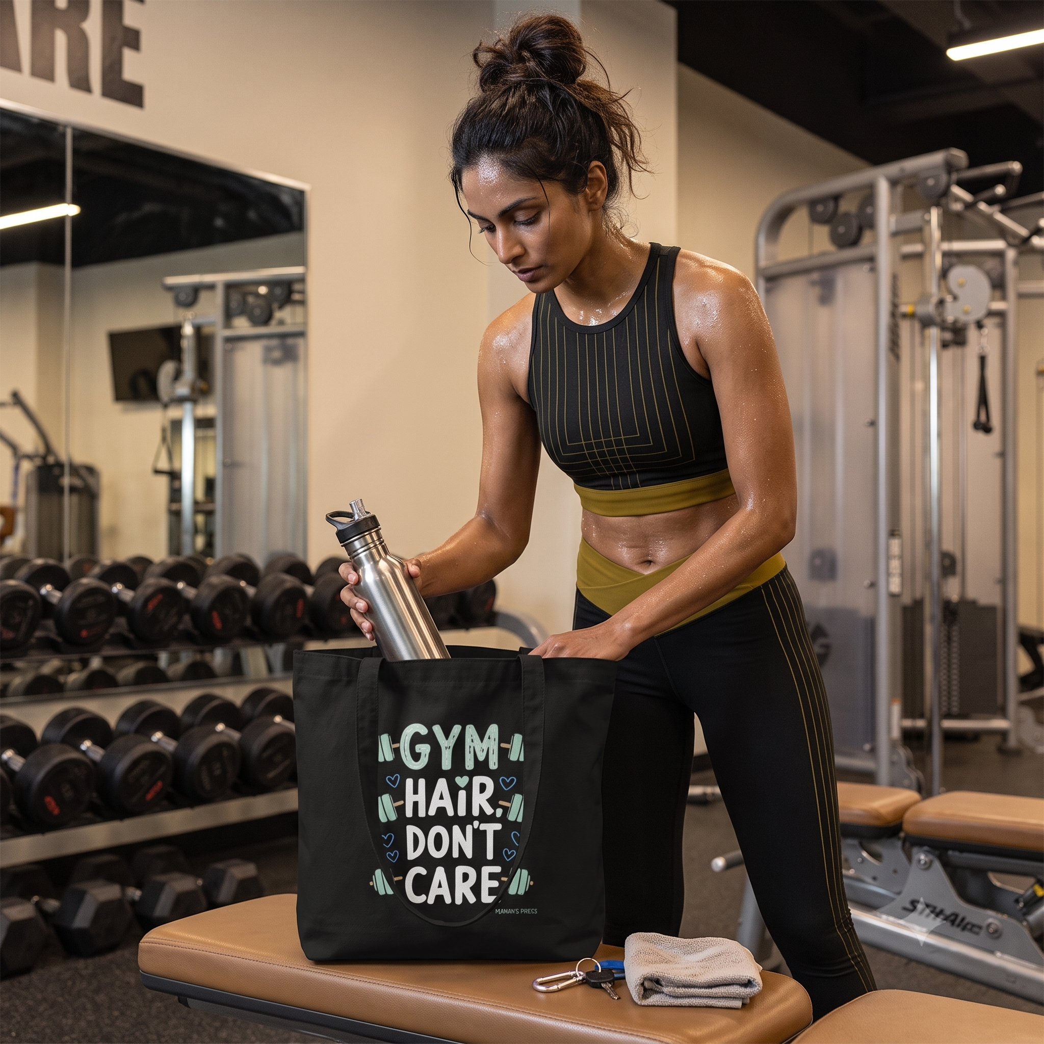Canvas Tote Bag for College Girls | Gym Hair Don't Care