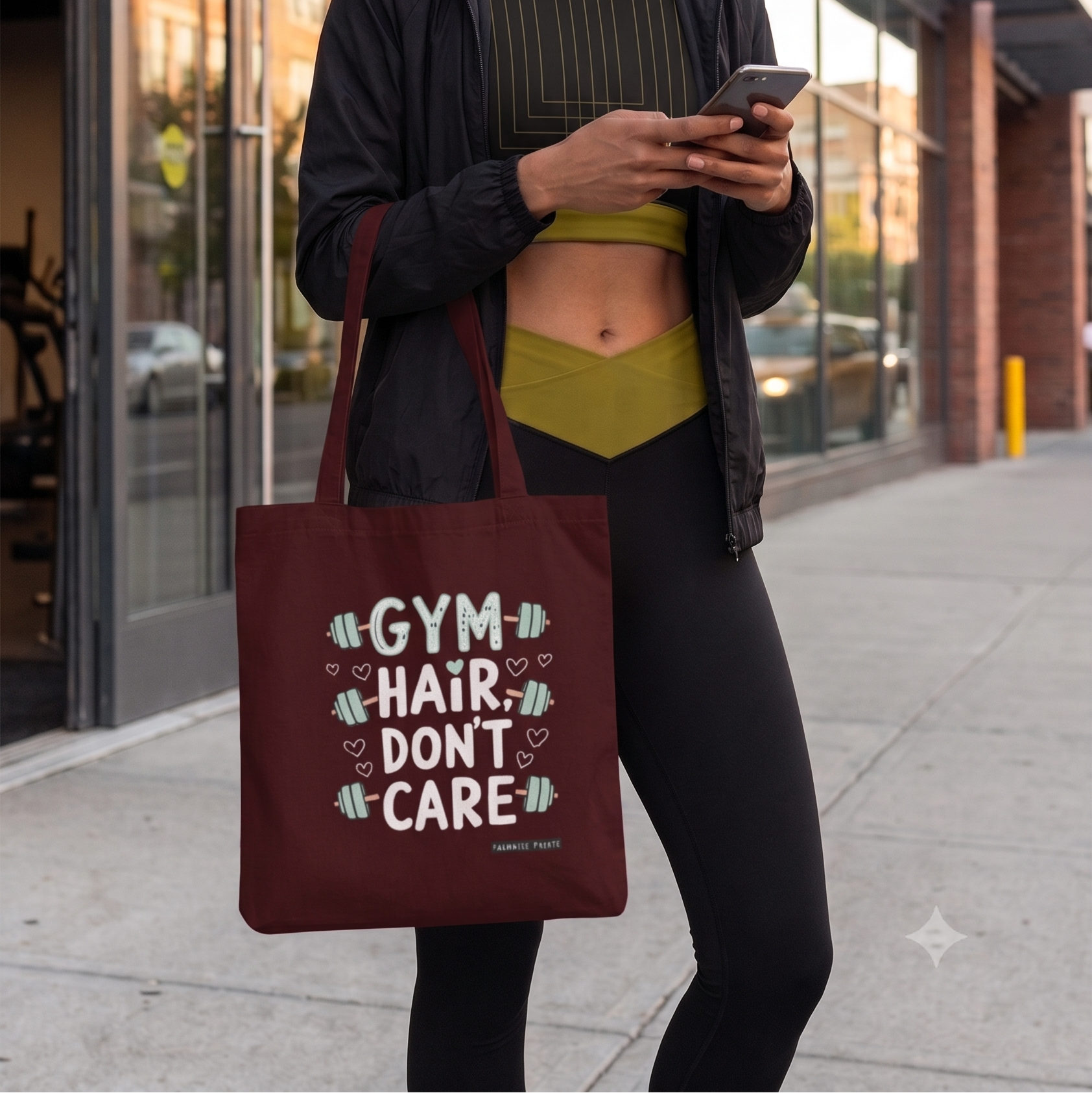 Canvas Tote Bag for College Girls | Gym Hair Don't Care