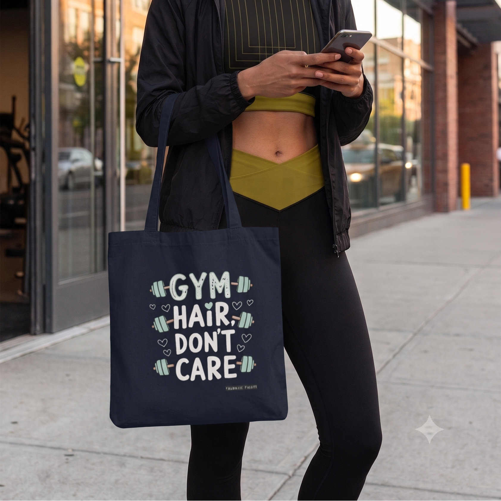 Canvas Tote Bag for College Girls | Gym Hair Don't Care