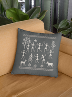 Set of 2 Traditional Artform Cushion Cover - Warli Art Digital Print