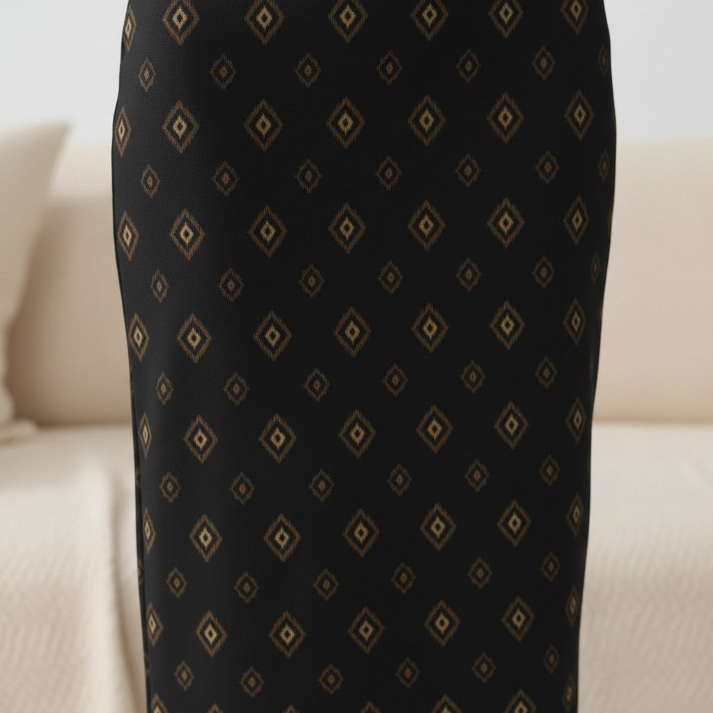 Women's Printed Poly Spandex Pencil Skirt – Ikkat Motifs Print | Ankle Length | Bodycon