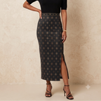 Women's Printed Poly Spandex Pencil Skirt – Ikkat Motifs Print | Ankle Length | Bodycon