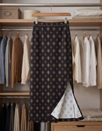 Women's Printed Poly Spandex Pencil Skirt – Ikkat Motifs Print | Ankle Length | Bodycon
