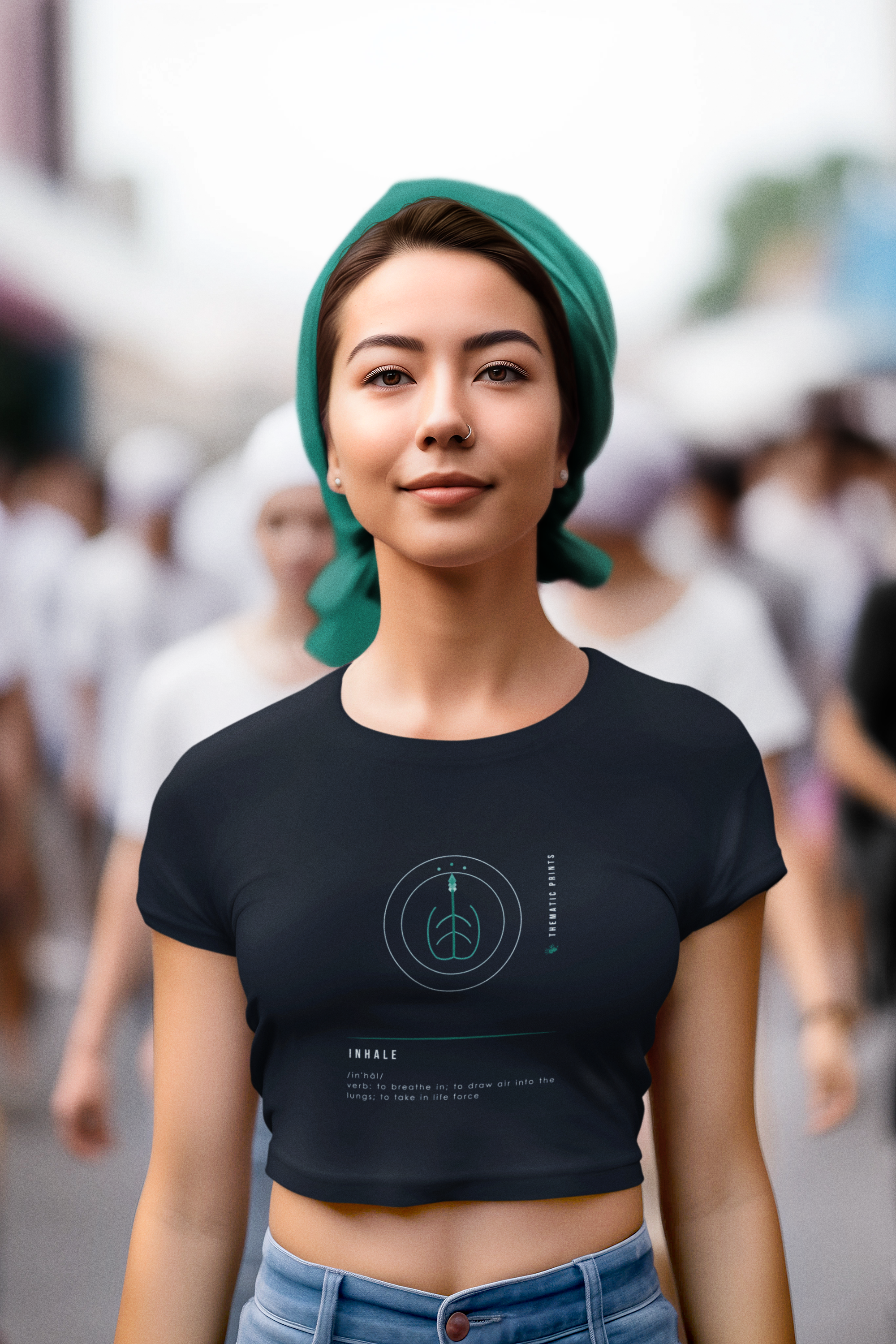 Women's Cotton Crop Tops - Mindful Meanings Collection - Thematic Prints