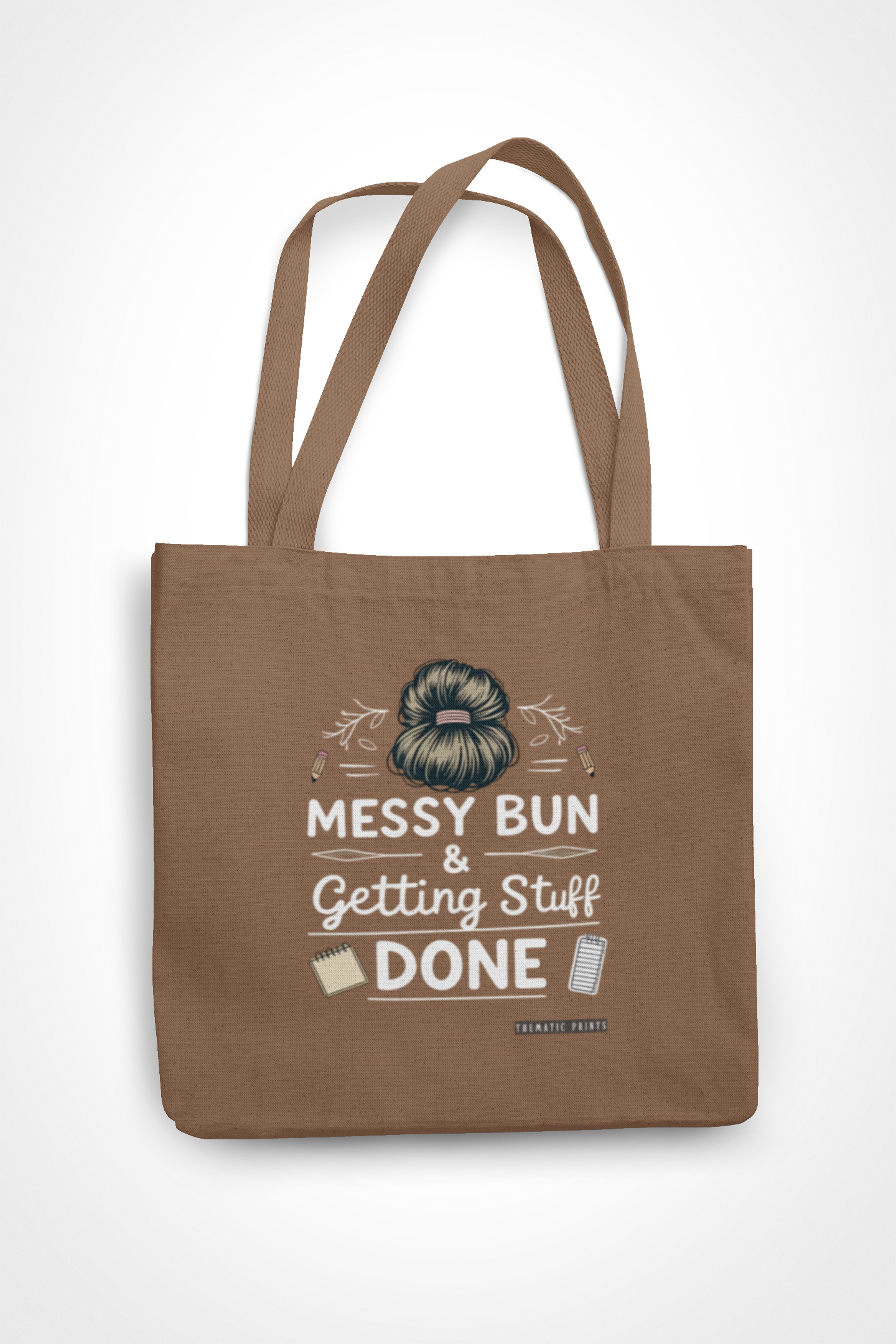 Canvas Eco-friendly Zipper Tote Bag for Collect Girls - Campus Casual Collection - Messy Bun and Getting Stuff Done