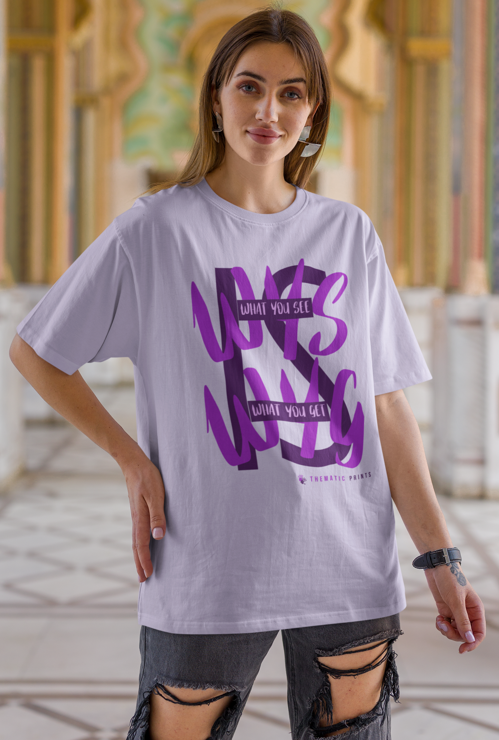 WYSIWYG Typography Unisex Oversized T-Shirt - What You See Is What You Get Self Expression Tee