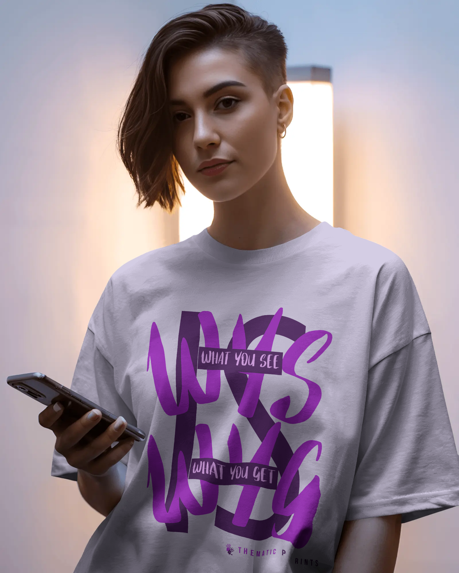 WYSIWYG Typography Unisex Oversized T-Shirt - What You See Is What You Get Self Expression Tee