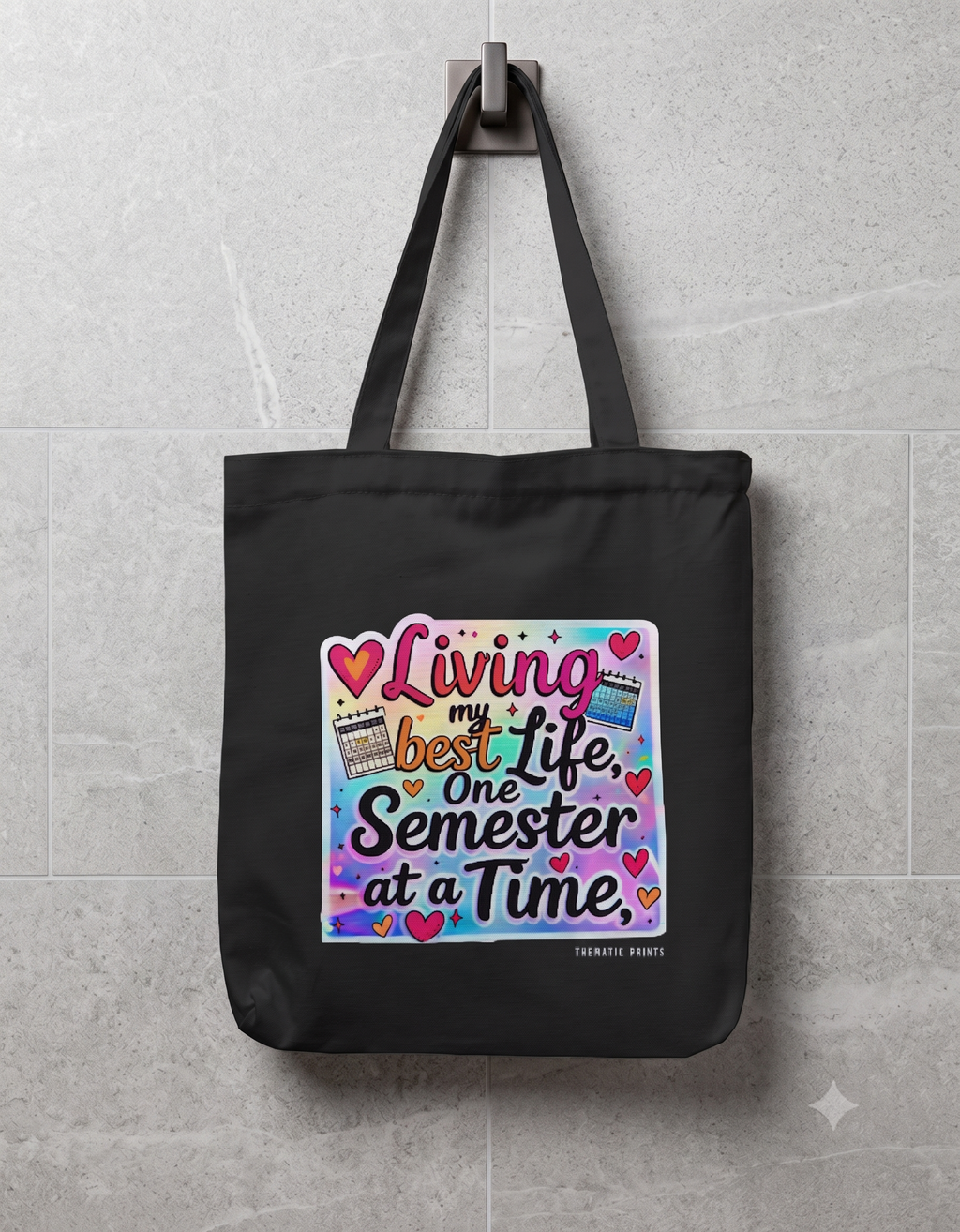 Unisex Eco-friendly Canvas Tote Bag with Zipper | Living My Best Life, One Semester at a Time