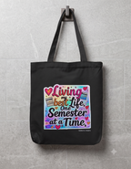 Unisex Eco-friendly Canvas Tote Bag with Zipper | Living My Best Life, One Semester at a Time
