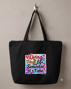 Unisex Eco-friendly Canvas Tote Bag with Zipper | Living My Best Life, One Semester at a Time