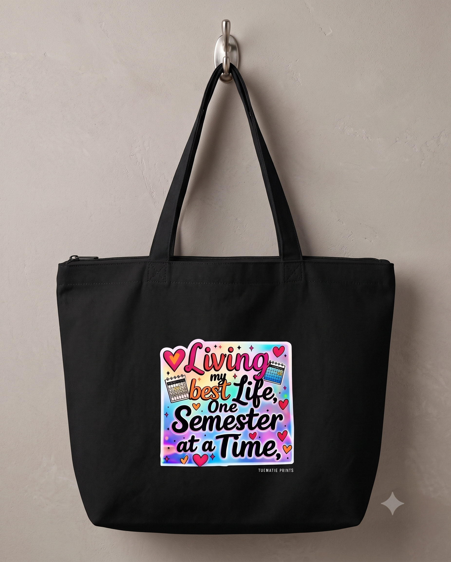 Unisex Eco-friendly Canvas Tote Bag with Zipper | Living My Best Life, One Semester at a Time