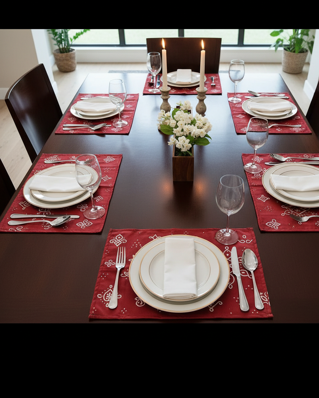 Polyster Fabric Set of 6 Table Placemats - Kollam Dot Rangoli